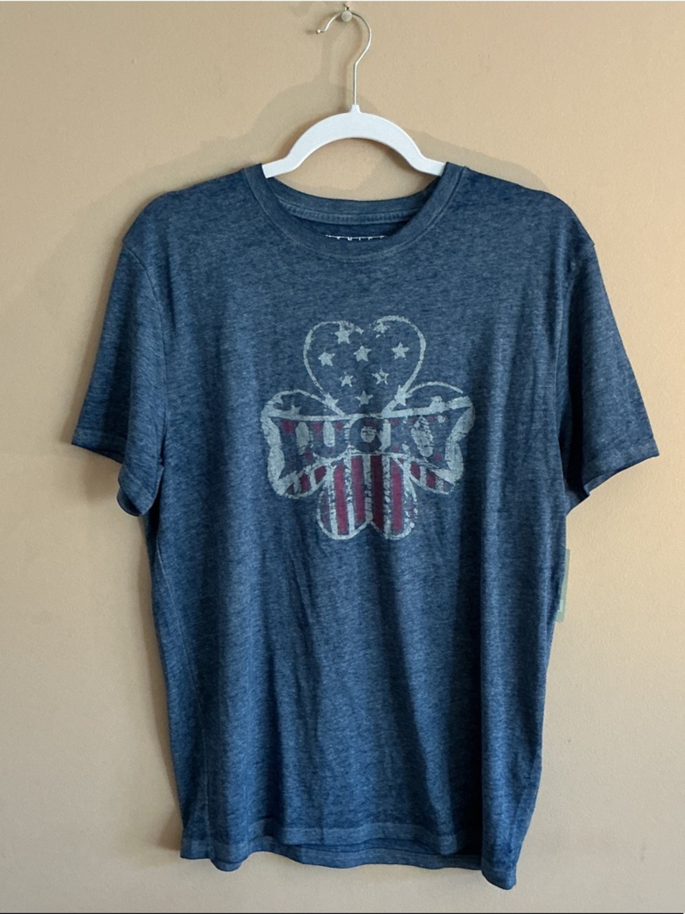 Lucky Brand Heathered Navy Blue Short Sleeve Tee